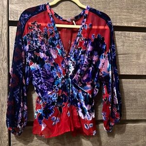Free people blouse. Velvet burnout. Sz sm